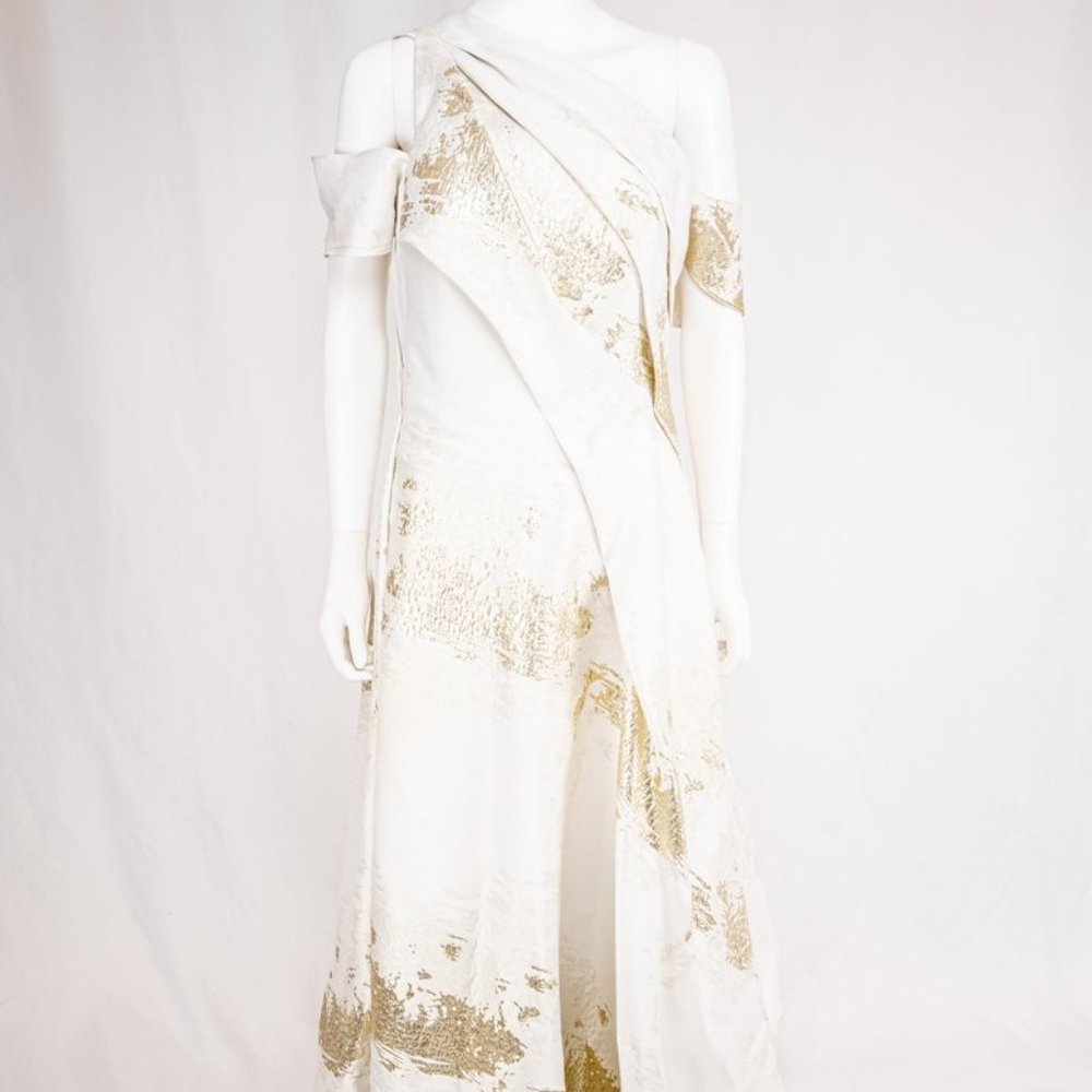 Rubinsinger Gold & Ivory Speckle Evening Gown